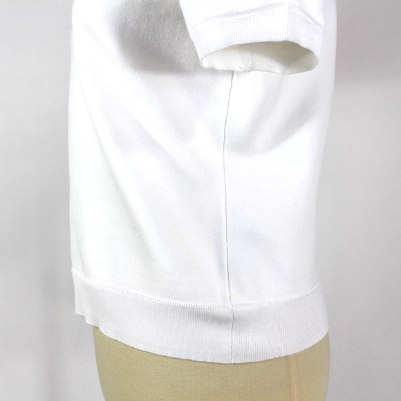 Tory Burch Logo Mock Neck Top NEW Short Sleeve Knit T Shirt Embossed Size S - Picture 5 of 8